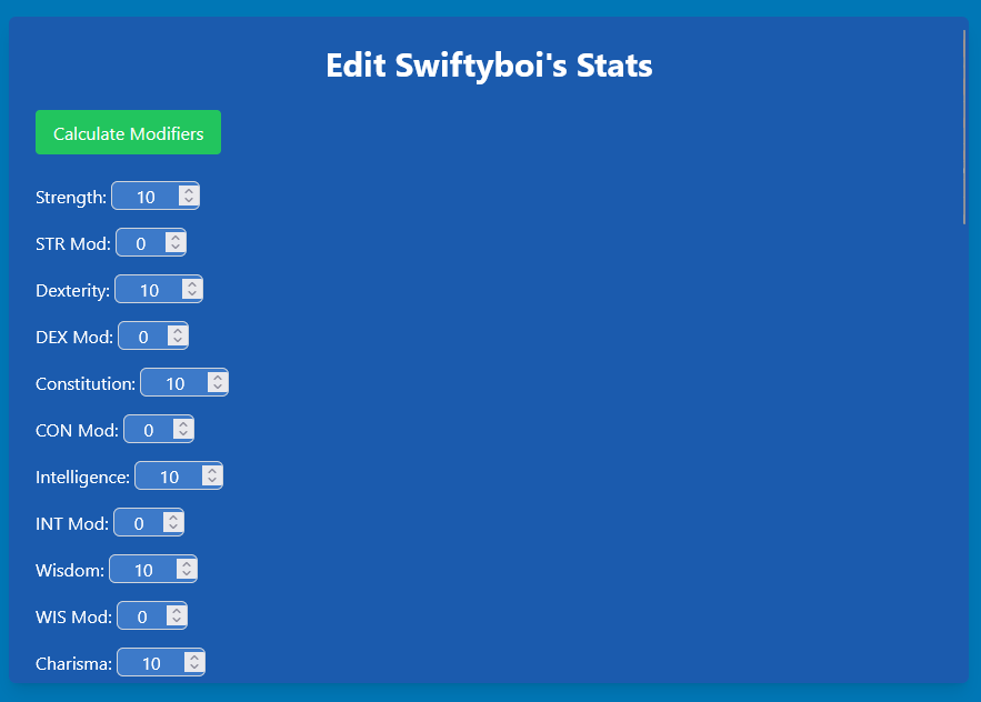 Editing a character